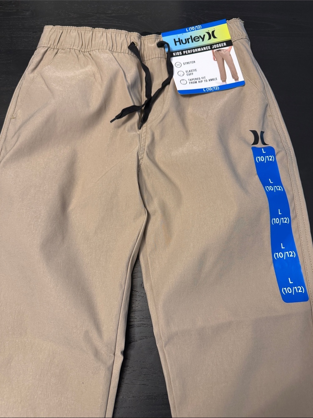 Hurley Khaki Kids Joggers with Black Drawstring size Boys-Large 10/12